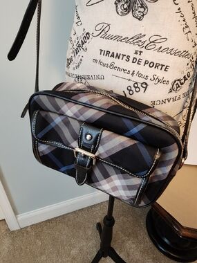 Burberry Blue Label Crossbody Camera Bag In Plaid